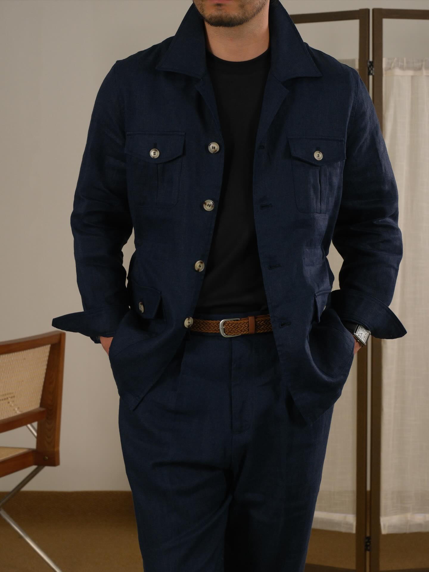 Napoli Leinen Safari-Jacke