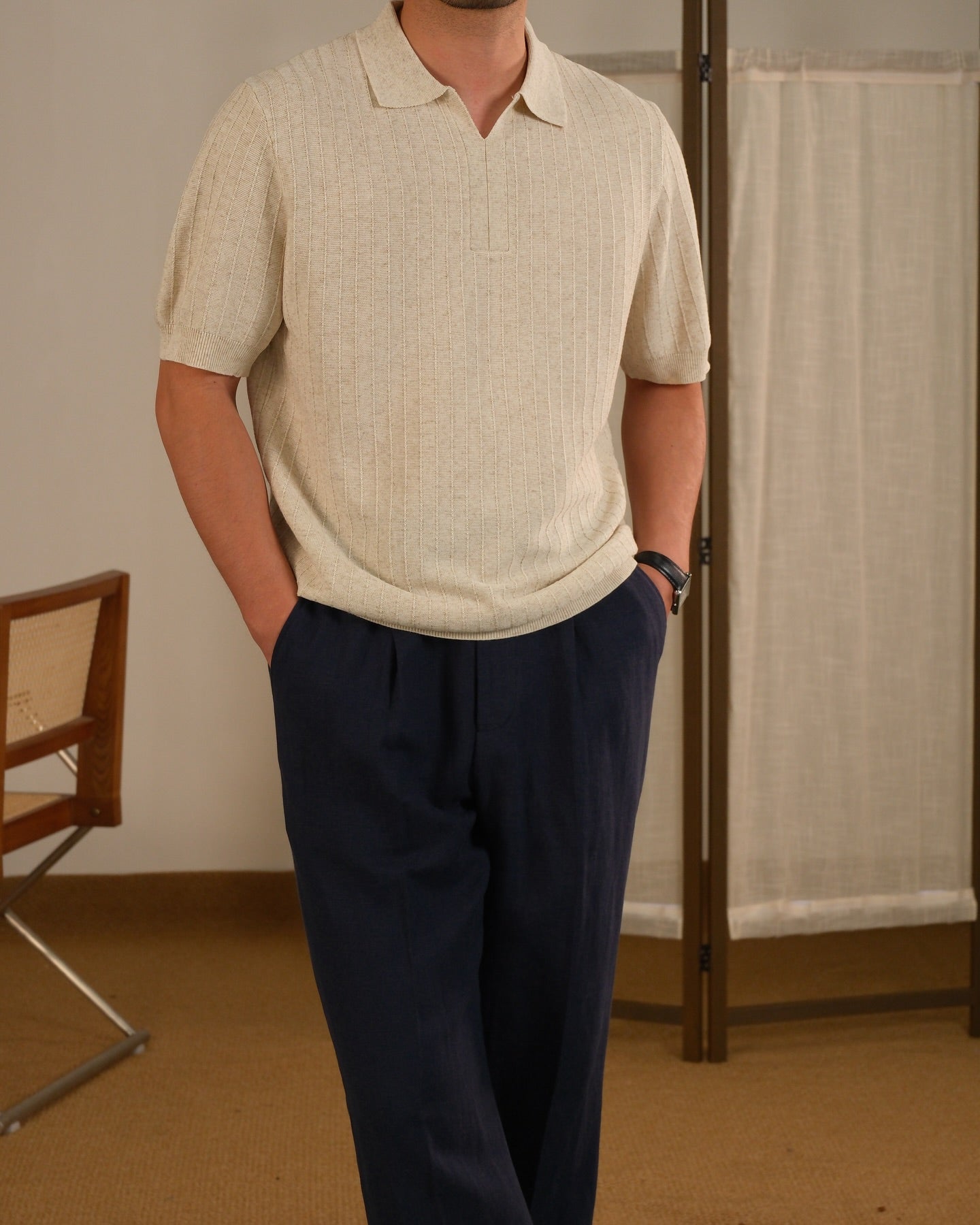 Napoli Leinen Strick-Polo