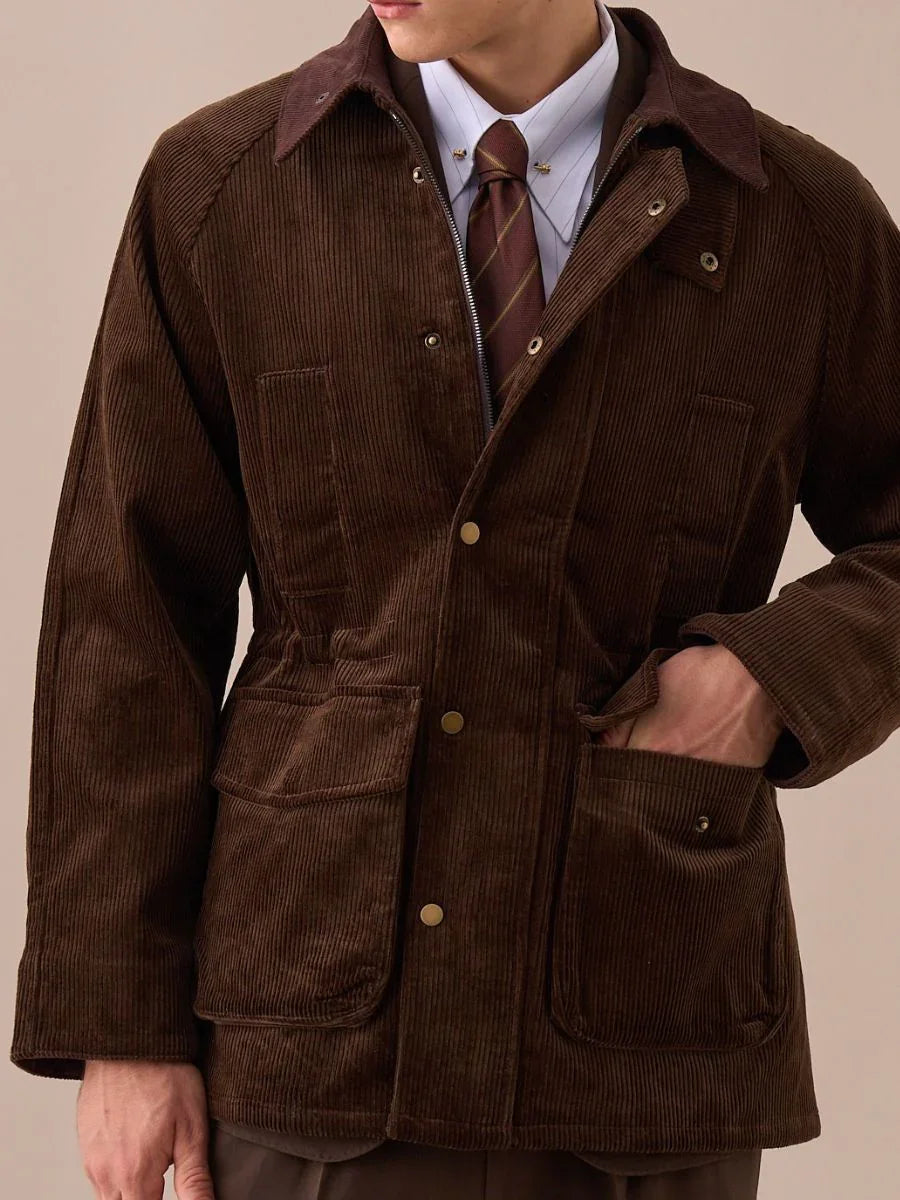 Retro-Britische Cord-Kragen-Jacke 100% Baumwolle