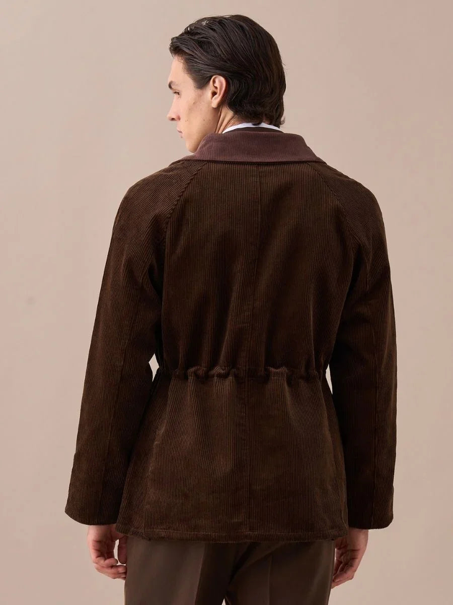 Giacca Vintage in Velluto a Coste con Collo Retrò Britannico 100% Cotone
